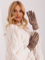 Hurt Ciemnobeżowe damskie rękawiczki zimowe