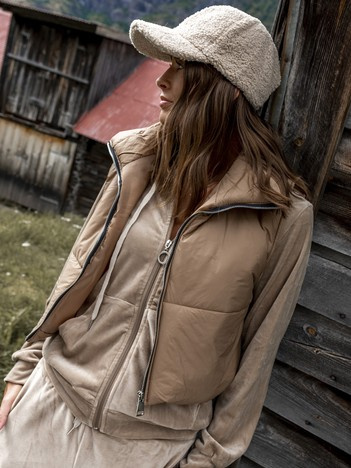 Hurt Jasnobrązowa krótka kamizelka puchowa OCH BELLA