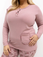 Jasnoróżowa damska piżama plus size z bawełny