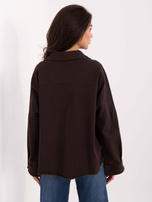 Ciemnobrązowa jeansowa kurtka z kieszeniami RUE PARIS