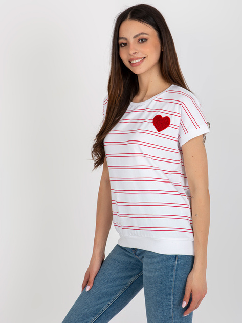 Hurt Biało-czerwona bluzka w paski z krótkim rękawem