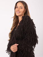 Ciemnobrązowy kardigan w stylu boho RUE PARIS 