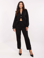 Czarny casualowy komplet ze spodniami RUE PARIS 