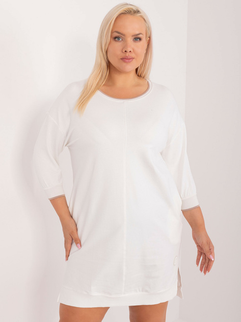Hurt Ecru dresowa sukienka plus size z rozcięciami
