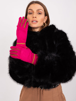 Hurt Fuksjowe dotykowe rękawiczki z ozdobnym paskiem