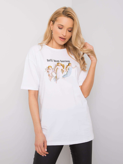 Biały t-shirt z printem Jasmine RUE PARIS