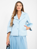 Pastelowy niebieski piankowy płaszcz z kieszeniami