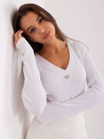 Hurt Biała dopasowana bluzka longsleeve z bawełny