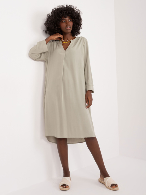 Hurtownia Khaki luźna sukienka z kieszeniami SUBLEVEL
