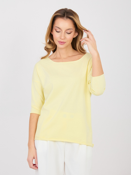 Pastelowa żółta damska bluzka basic z bawełny RUE PARIS