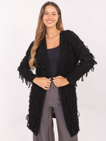 Črn cardigan za ženske v boho slogu RUE PARIS.
