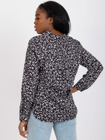 Czarna bluzka z nadrukiem i dekoltem V Inesa