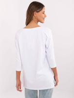 Hurtownia Biała luźna bluzka damska z bawełny