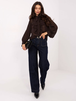 Czekoladowa elegancka koszula z wiązaniem