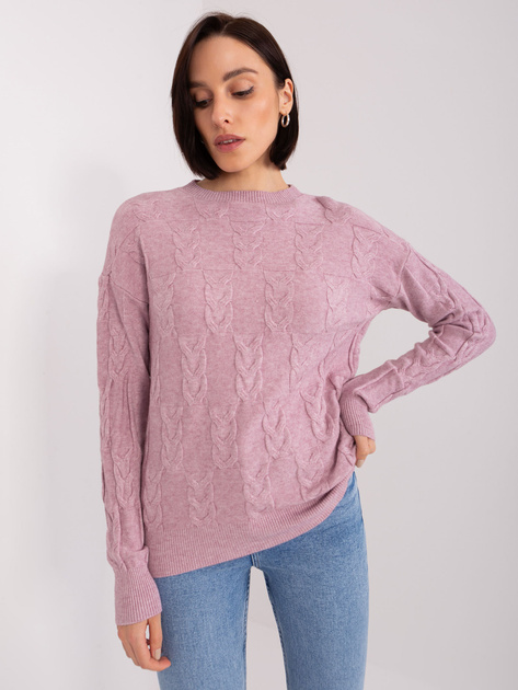 Hurtownia Jasnofioletowy damski sweter w warkocze