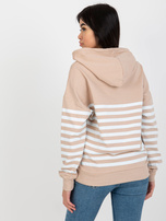 Hurt Beżowo-biała damska bluza basic z kapturem RUE PARIS  