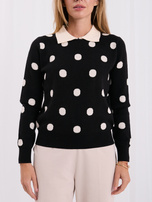 Czarny elegancki sweter w grochy 