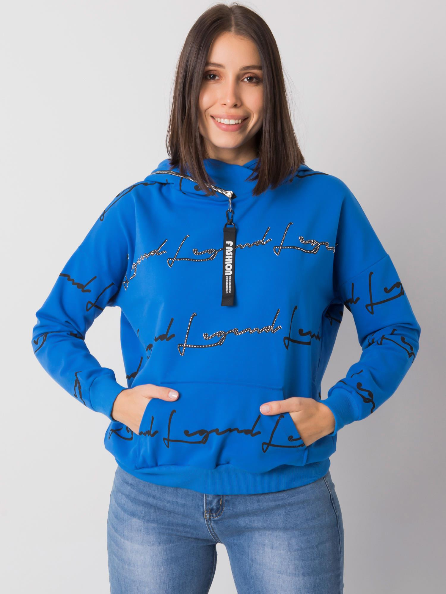 Ciemnoniebieska bluza plus size z kieszenią Jossy