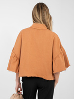 Ceglasta jeansowa kurtka z rękawem 3/4 RUE PARIS 