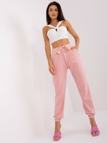 Hurt Jasnoróżowe dresowe spodnie joggery z kieszeniami