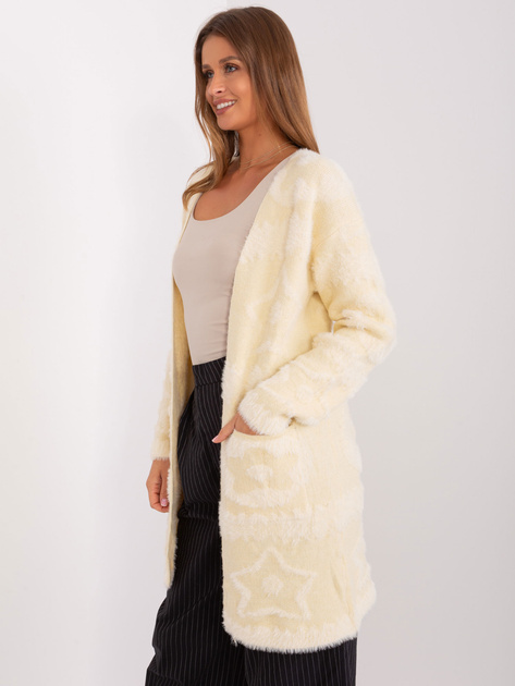 Hurt Jasnobeżowy miękki kardigan damski we wzory