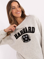 Hurt Jasnoszara melanżowa bluza bez kaptura z naszywką