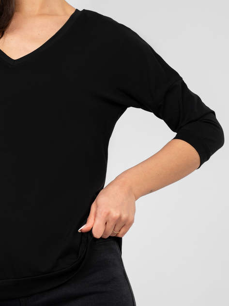 Czarna bluzka basic z krótkim rękawem RUE PARIS