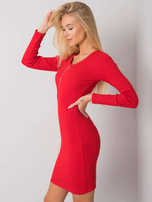 Czerwona prążkowana sukienka damska Azari RUE PARIS