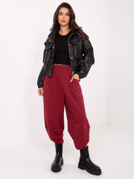 Bordowe dresowe spodnie basic typu alladynki