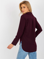 Hurt Ciemnofioletowa damska koszula klasyczna z kołnierzykiem