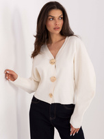 Jasnobeżowy rozpinany sweter z dekoltem V