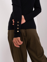 Hurtownia Czarny prążkowany sweter damski