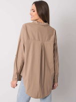 Ciemnobeżowa koszula oversize z zapięciem na guziki Camila 