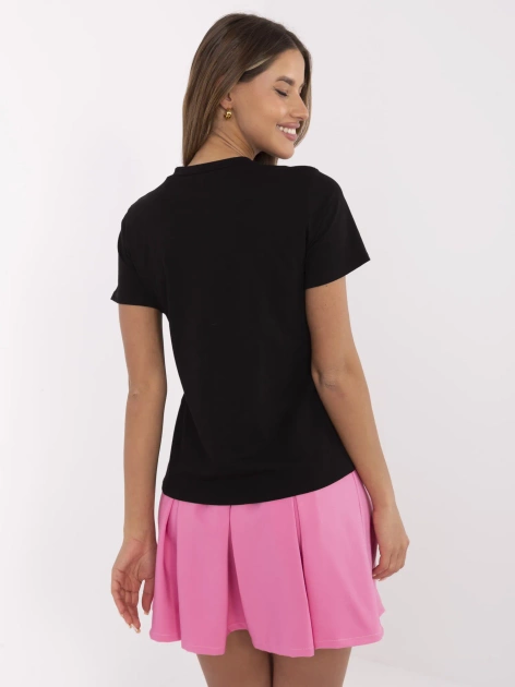 Czarny bawełniany t-shirt damski z nadrukiem