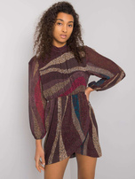 Brązowa sukienka damska z printami Brooks