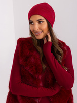 Hurtownia Bordowa damska czapka z dżetami