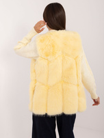 Hurtownia Jasnożółta futrzana kamizelka z podszewką