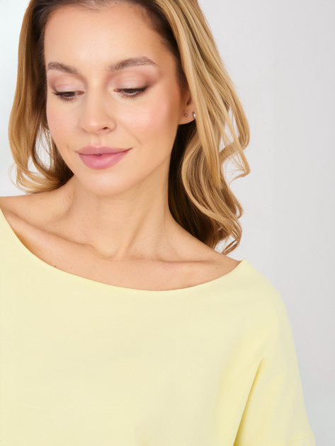Pastelowa żółta damska bluzka basic z bawełny RUE PARIS