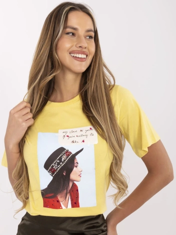 Żółty damski t-shirt z nadrukiem North