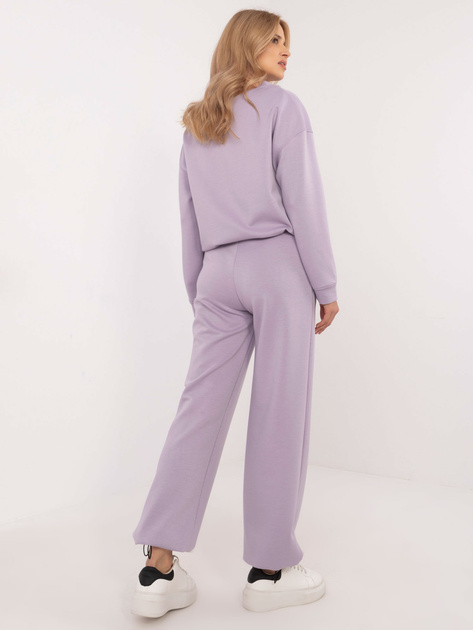 Hurt Liliowy dresowy komplet z bluzą z dekoltem V