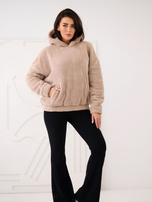 Jasnobeżowa damska bluza miś z kieszenią