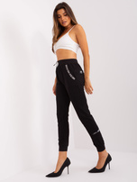 Hurtownia Czarne spodnie dresowe z wysokim stanem