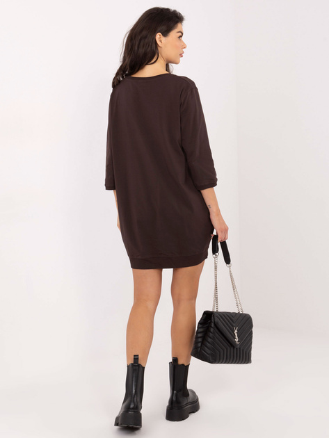 Czekoladowa sukienka basic z bawełny Salou
