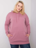 Brudnoróżowa dresowa bluza plus size z kapturem Luna