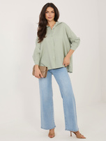 Khaki rozpinana koszula z domieszką lnu