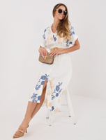 Niebieska letnia sukienka z plecionym paskiem