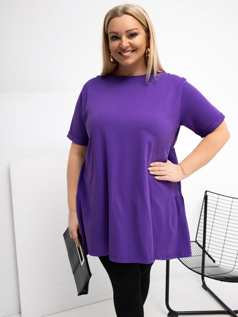 Ciemnofioletowa rozkloszowana bluzka plus size