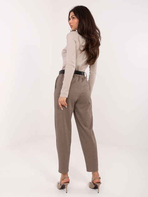 Ciemnobeżowe spodnie ze zwężaną nogawką RUE PARIS