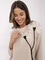 Beżowy damski komplet z dodatkiem wiskozy