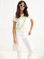 Pistacjowa casualowa bluzka z bawełny 